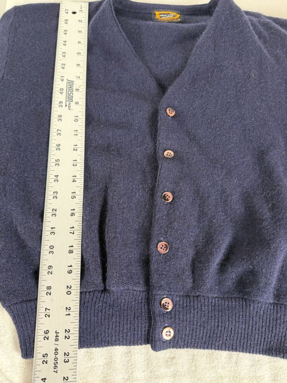 Vintage Drummond Paca-Links Navy Alpaca Wool Cardigan Sweater Mens XL Button Up - Picture 6 of 7